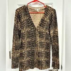 Animal Print Kenneth Cole Cardigan Mob Wife Boho Y2K  Size Small EUC